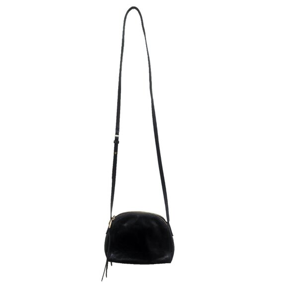 HOBO Black Leather Crossbody Bag Small Dome Shape Zip Top Adjustable Strap Vinta - Picture 2 of 12